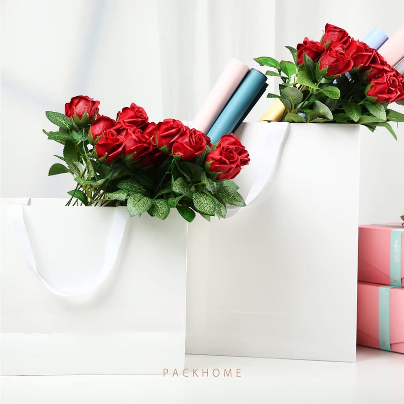 PACKHOME 10 Large Gift Bags 14.5x5x10.5 Inches, White Premium Gift Bags with Handles for Gift Giving (Glossy White) - Image 3